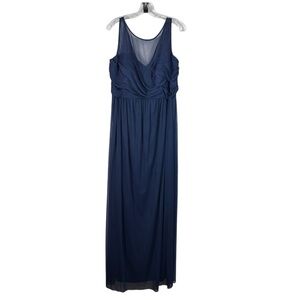 David's Bridal Navy Blue Chiffon Sheer Sleeveless Plus Size Bridesmaids Dress 18